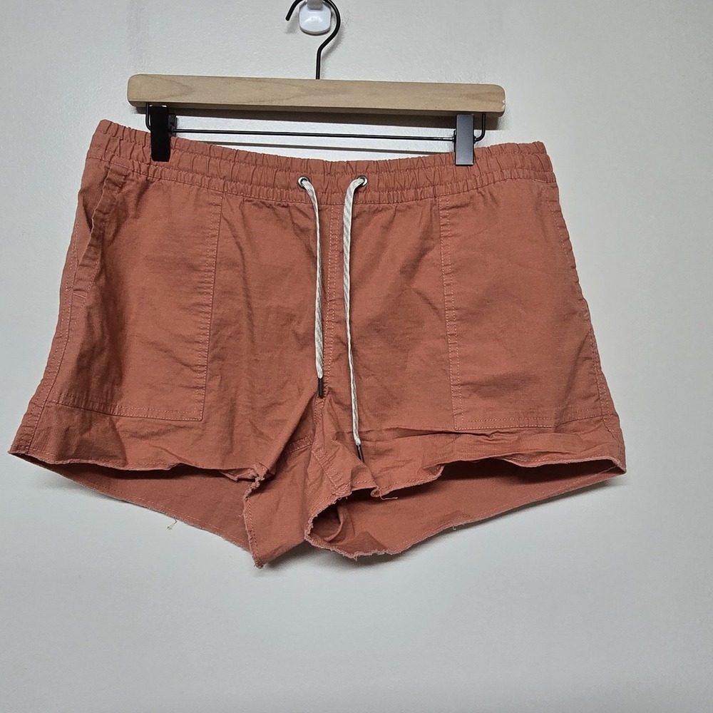 Vuori Ripstop Shorts Women Sz L Coral Cinnamon Organic Cotton Lightweight Hiking